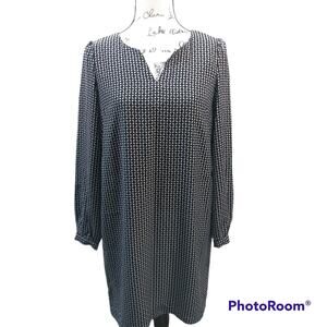 Lila Rose Black White Geometric Print Shift Dress Size 6